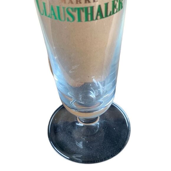 Pre Owned Marke Clausthaler German Beer Gold Rim Footed Pilsner Glass Classic - Picture 7 of 12